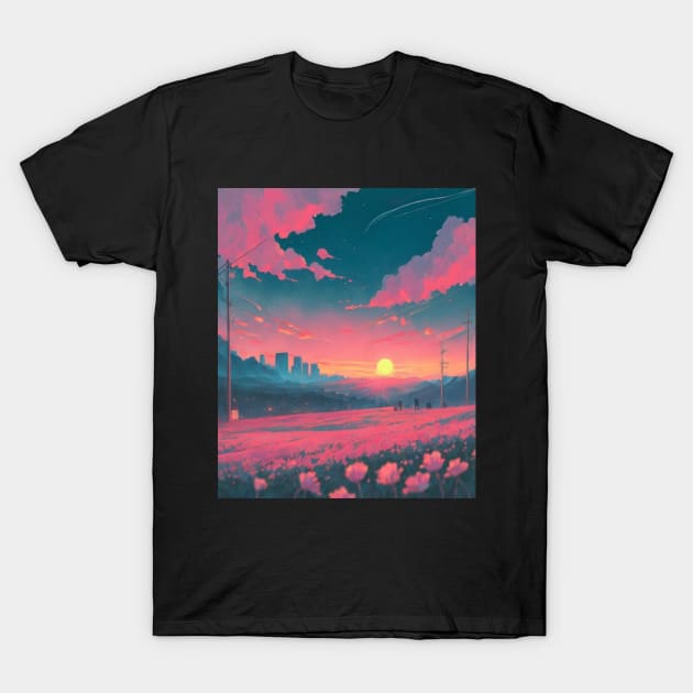 Pink Sunset T-Shirt by AnimeVision